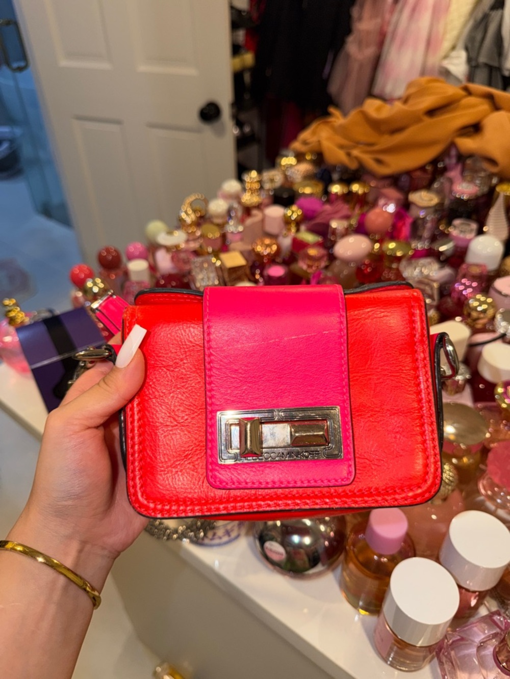 Rebecca Minkoff Hot Pink & Red Leather Crossbody